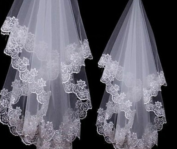 💕New Wedding Corner Flower 1 Tier Bridal Veil. - Picture 3 of 3